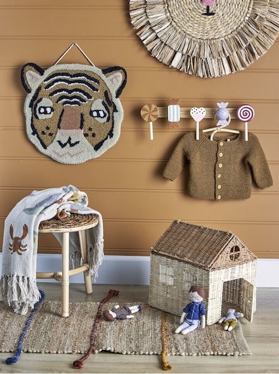 Bloomingville Kids Wall Hanger Multi Hook Wooden Coffee 42x14cm