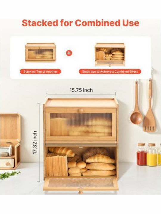 Vevor Ψωμιέρα από Bamboo Μπεζ 40x25x22cm