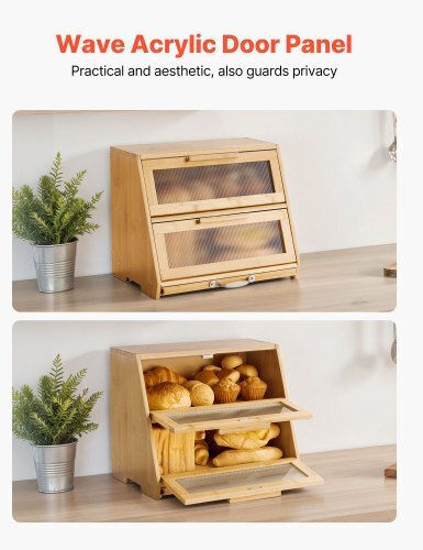 Vevor Ψωμιέρα από Bamboo Μπεζ