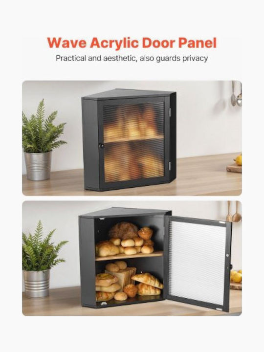 Vevor Bread Box made of Bamboo Black 32x32x42.5cm