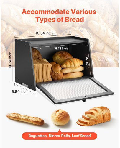 Vevor Bread Box made of Bamboo Black