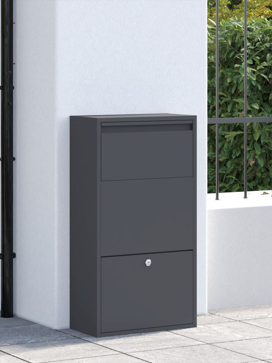 vidaXL Außenbereich Briefkasten Metallisch in Gray Farbe 44x22x82cm