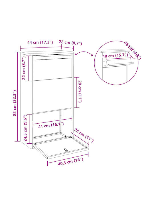 vidaXL Außenbereich Briefkasten Metallisch in Gray Farbe 44x22x82cm