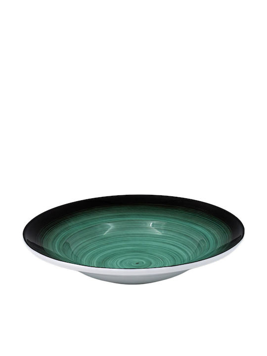 Sidirela Decoration Πιάτο Ζυμαρικών από Πορσελάνη Πράσινο με Διάμετρο 27cm