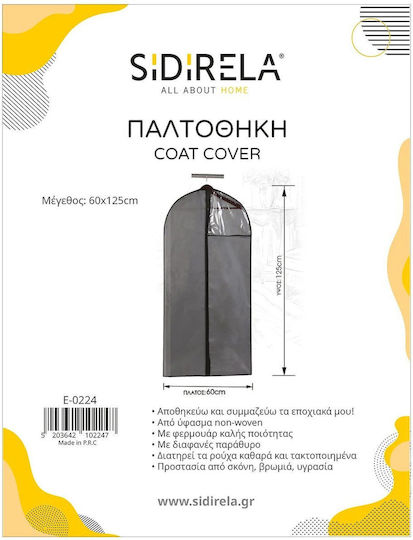 Sidirela Υφασμάτινη Θήκη Αποθήκευσης Παλτών σε Γκρι Χρώμα 60x150cm