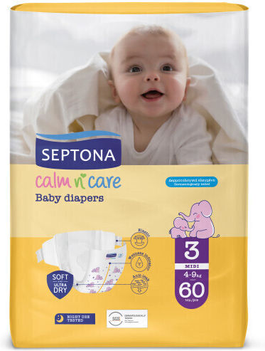 Septona Πάνες με Αυτοκόλλητο Calm & Care No. 3 για 4-9kg 180τμχ