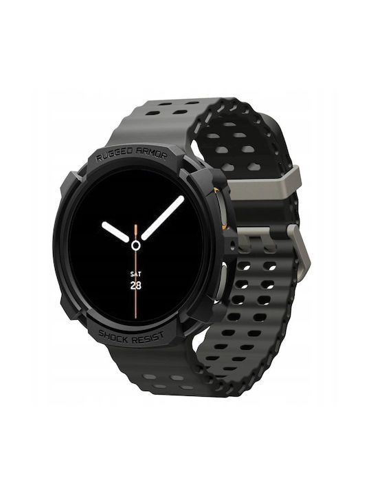 Spigen RUGGED ARMOR Silikonhülle in Schwarz Farbe für Samsung Galaxy Watch 8 44mm