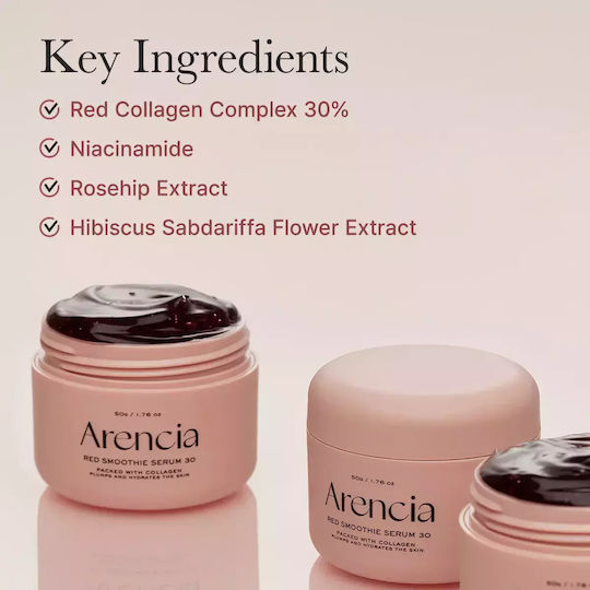 Arencia Red Smoothie Serum 30 Anti-Aging Serum Gesicht mit Kollagen für Straffung 50ml