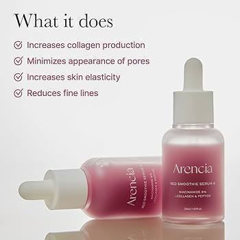 Arencia Fresh Red Smoothie Serum 8 Anti-Aging Serum Gesicht mit Niacinamid für Straffung 30ml