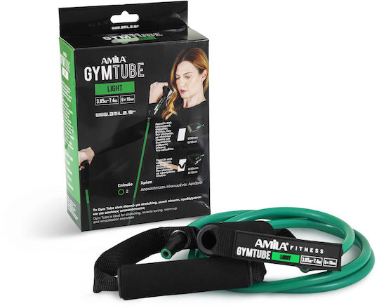 AMILA Resistance Band Gymtube Light with Handles Green 1.4m
