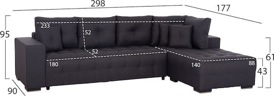Trendston Γωνιακός Καναπές Κρεβάτι 298x177x95εκ.