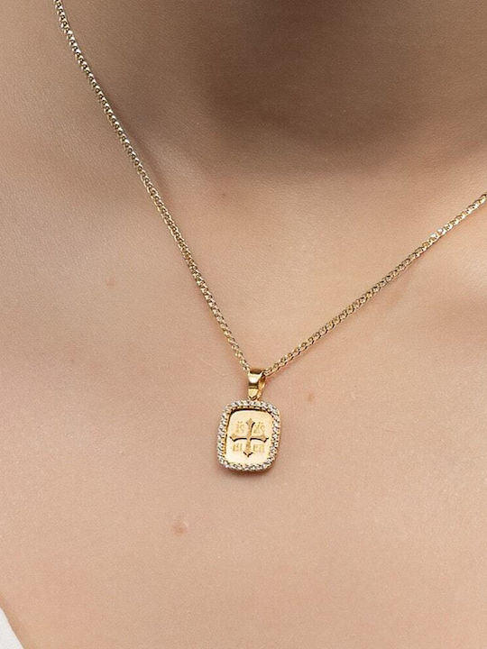 Eforo Gold Constantine Talisman with Stones 14K Gold Plated with Zircon