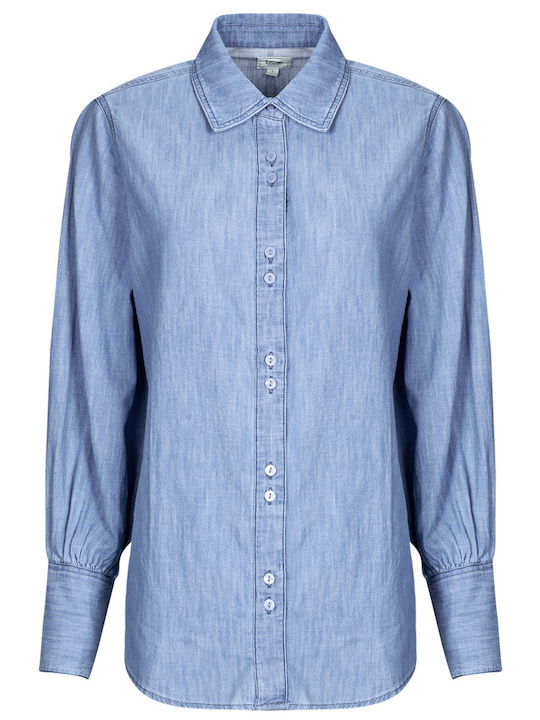 Langärmelig Damen Hemd Blau