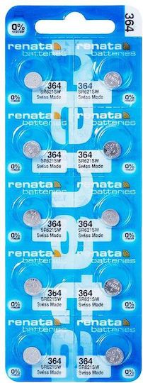 Renata 364 Batterien Silber-Oxid für Uhren SR60 1.55V 10Stück