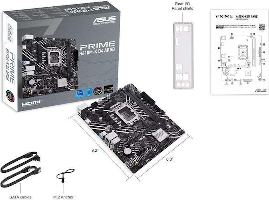 Asus Prime H610M-K D4 ARGB Motherboard Micro ATX with Intel 1700 Socket