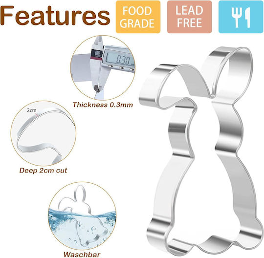Easter Cookie Cutters 3 Pcs Stainless Steel Washable Rabbits Easter Cookie Cutters 3 Pcs Stainless Steel Washable Rabbits