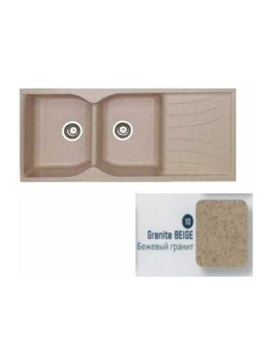 Sanitec Classic 332 Inset Sink Synthetic Granite W115xD50cm Granite Beige