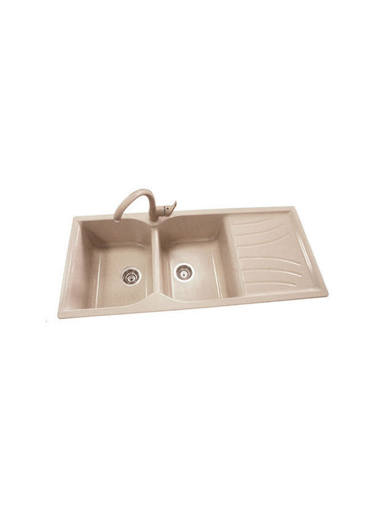 Sanitec Classic 332 Inset Sink Synthetic Granite W115xD50cm Granite Beige