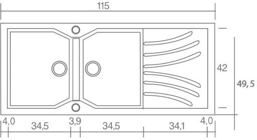 Chiuvetă încastrată Sanitec Classic 332 Granit Sintetic W115xD50cm Granit Bej