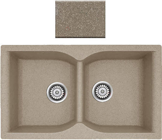 Sanitec Classic 322 Vessel Kitchen Sink Made of Liquid Granite Smooth M81xW50cm Granite Taupe