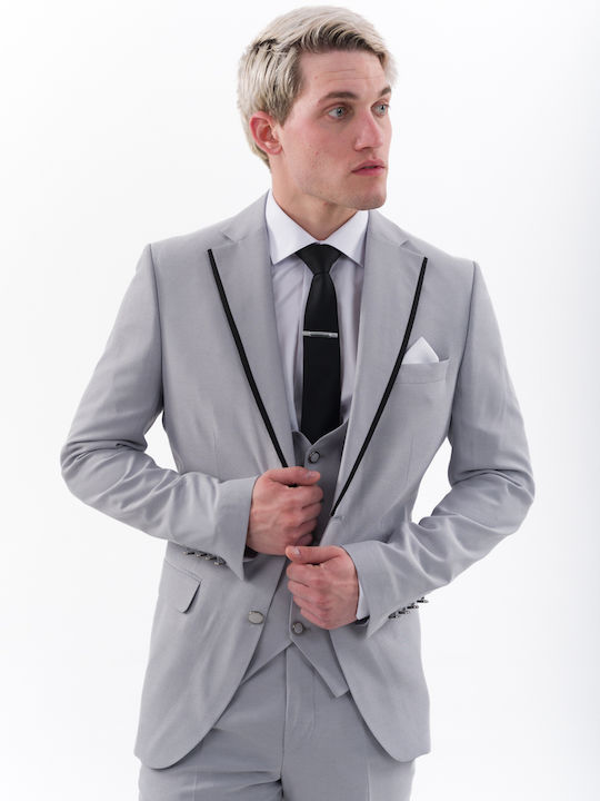 Herrenanzug mit Weste Light Grey