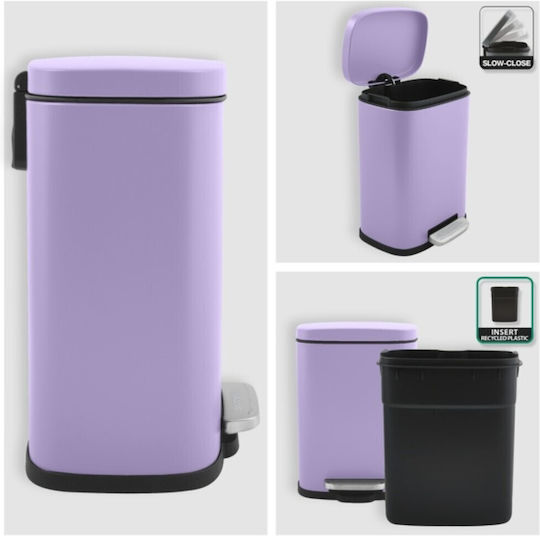 Dimitracas Akira Metallic Bathroom Basket Soft Close 5lt Purple