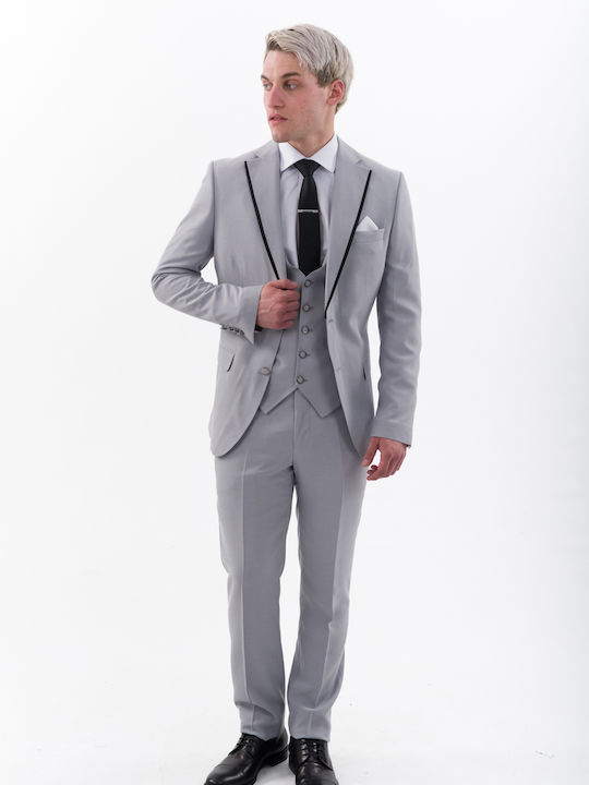 Herrenanzug mit Weste Light Grey