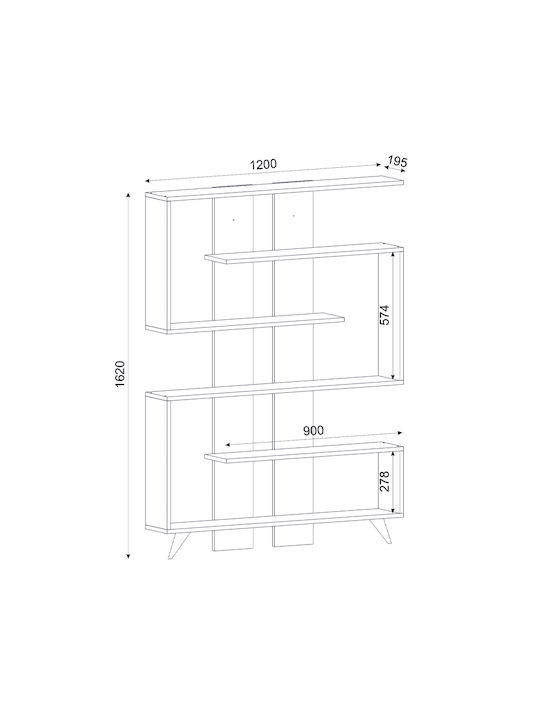 Bibliotecă Rain Culoare Nuc / Alb 120x19.5x162 cm