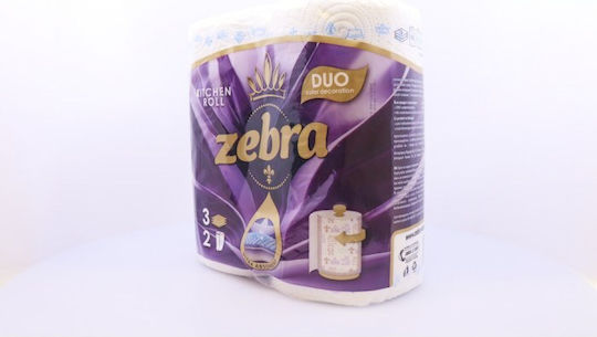 Zebra Duo Χαρτί Κουζίνας 2 Ρολά 3 Φύλλων (170gr/Ρολό)