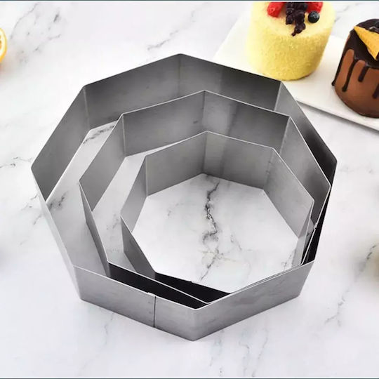 Set 3 Forme Hexagonale Pentru Tort Abyz 19.5 15 10 Cm Înălțime 4.5 Cm Pentru Copt Decorat Crearea Deserturilor Unice