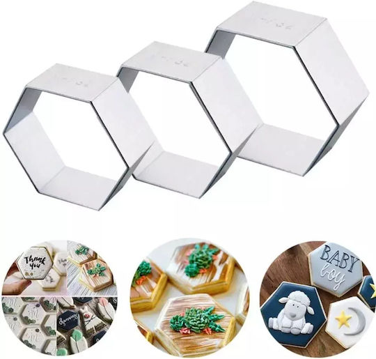 Set 3 Forme Hexagonale Pentru Tort Abyz 19.5 15 10 Cm Înălțime 4.5 Cm Pentru Copt Decorat Crearea Deserturilor Unice