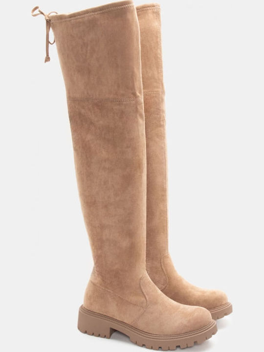 Damenstiefel Über dem Knie Beige