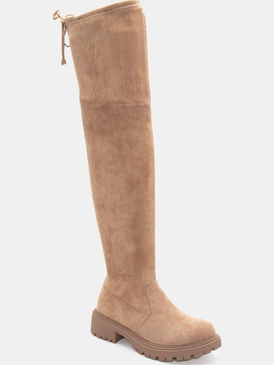 Damenstiefel Über dem Knie Beige