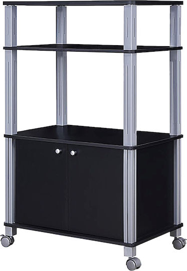 Costway Metallic Kitchen Trolley 3 Tiers Black 60x40x98cm