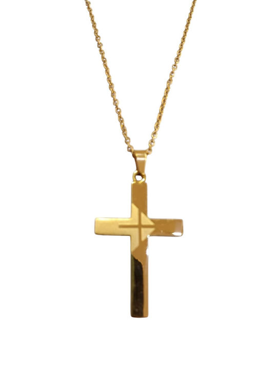 Kalliopi Silver Crucib Bărbat din Oțel Placate cu Aur cu Lanț