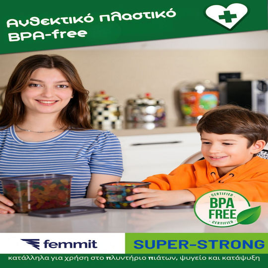 Femmit Vază Utilizare Generală 1700 Ml Cu Capac Ermetic Plastic