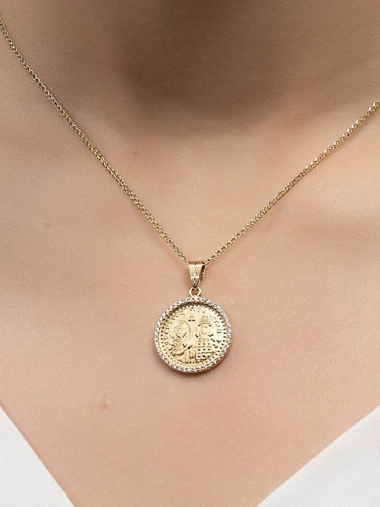 Eforo Charm Talisman Constantine with Stones in 14K Gold with Zircon