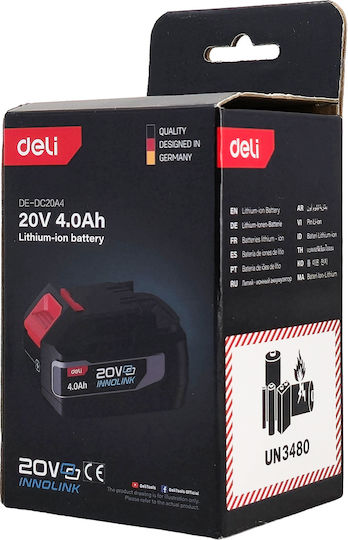 Deli Tool Battery Lithium 20V with Capacity 4Ah