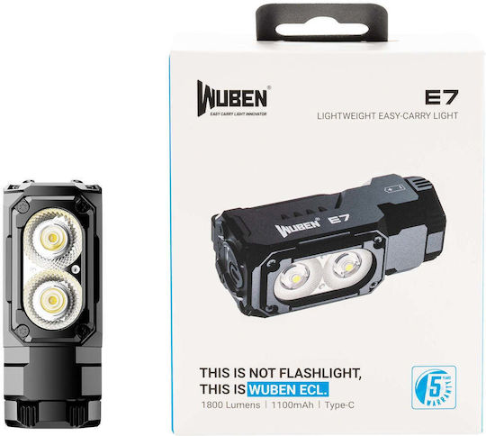 Wuben Επαναφορτιζόμενος Φακός LED IP68 με Μέγιστη Φωτεινότητα 1800lm