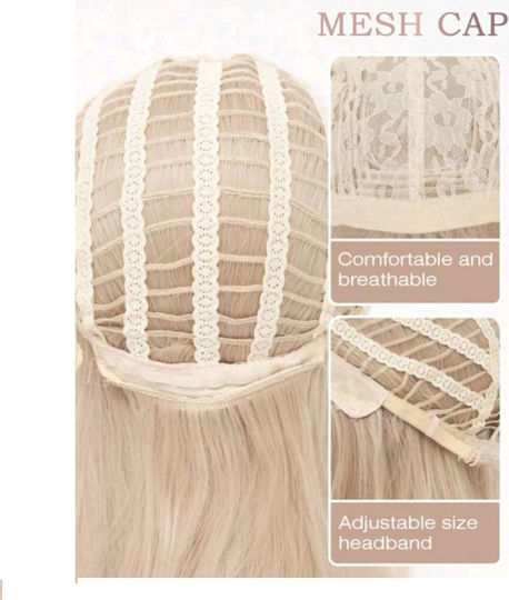 Wig with Synthetic Hair in Light Blonde Color 30cm