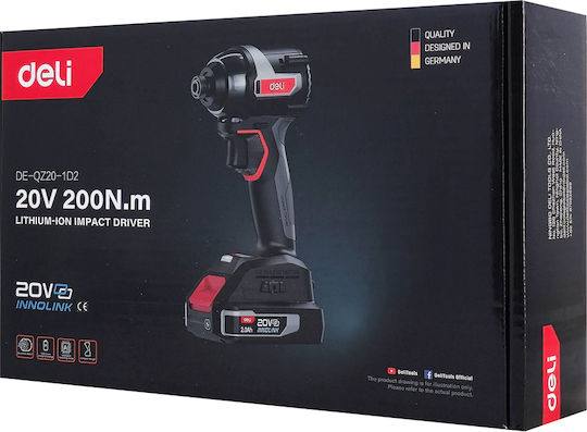 Deli DE-QZ20-1D2 Παλμικό Κατσαβίδι Μπαταρίας Brushless 20V 2x2Ah