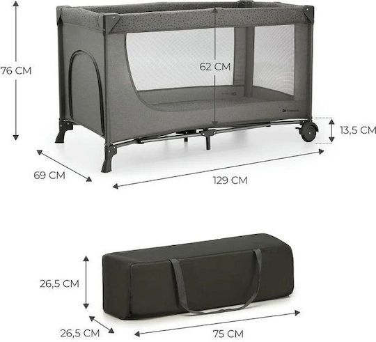 Kinderkraft Joy 2 Παρκοκρέβατο με Στρώμα Γκρι 129x69cm
