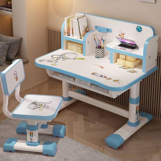 Kids Desk made of Melamine White-Light Blue 75.5x48.5x101cm