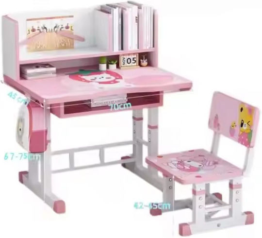 Kids Desk made of Melamine Pink 70x45x75cm