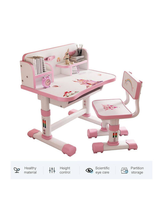 Kids Desk made of Melamine Pink 75.5x48.5x101cm