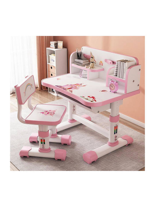 Kids Desk made of Melamine Pink 75.5x48.5x101cm