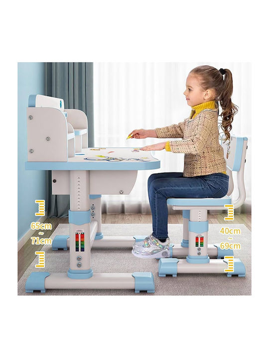 Kids Desk made of Melamine White-Light Blue 75.5x48.5x101cm