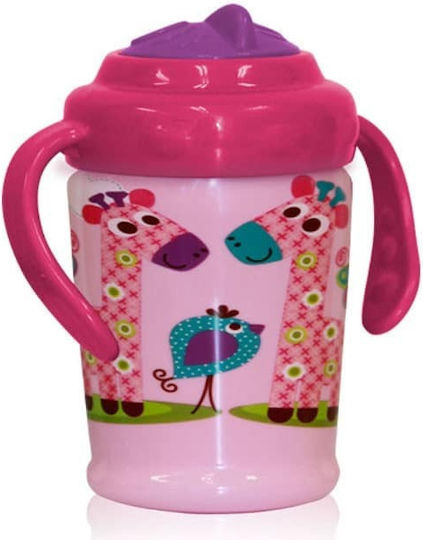 Lorelli Παιδικό Ποτηράκι από Πλαστικό Ροζ Zoo Pink 270ml για 12m+