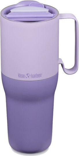 Klean Kanteen Rise Handled Tumbler Thermos Stainless Steel BPA Free 1.064lt Orchid Bloom with Straw and Handle