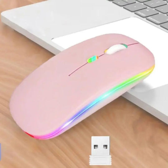 Ασύρματο RGB Gaming Ποντίκι Ροζ